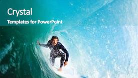  Presentation with blue wave - Amazing slide deck having green revolution - surfer on blue ocean wave backdrop and a teal colored foreground