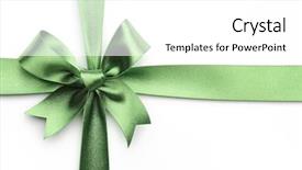  Presentation with ribbon green - Presentation design enhanced with green ribbon bow isolated background and a white colored foreground
