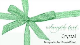  Presentation with ribbon green - Cool new presentation theme with green ribbon isolated on white backdrop and a  colored foreground