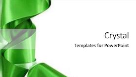  Presentation with ribbon green - Audience pleasing theme consisting of green ribbon on white background backdrop and a white colored foreground