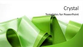  Presentation with emerald green ribbon - PPT layouts featuring green ribbon on white background background and a white colored foreground