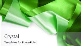  Presentation with ribbon green - Cool new slides with green ribbon on white background backdrop and a white colored foreground