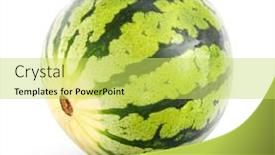 Presentation with fruit melon - Beautiful theme featuring green-ripe-watermelon-juicy-striped backdrop and a yellow colored foreground