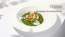  Presentation with light green - Slide deck enhanced with green-risotto-with-squid background and a cream colored foreground