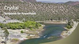  Presentation with ramp - Slide set enhanced with green river at little hole utah below flaming gorge dam boat ramp with a raft and fisherman spring with fresh green colors background and a gray colored foreground
