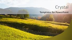  Presentation with green morning - Presentation design having green-rolling-countryside background and a white colored foreground