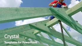  Presentation with nail - Amazing PPT layouts having green roof - carpenter driving a nail backdrop and a ocean colored foreground