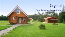  Presentation with green roof - Presentation theme consisting of green roof - cute comfortable summer cottage background and a sky blue colored foreground