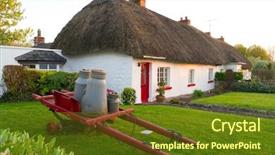  Presentation with irish - Presentation enhanced with green roof - irish traditional cottage houses background and a tawny brown colored foreground