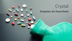  Presentation with rubber - Beautiful slides featuring green rubber hot water bottle with pills backdrop and a light gray colored foreground