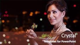  Presentation with luxury lifestyle - PPT theme with green salad in the restaurant background and a tawny brown colored foreground
