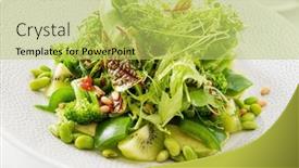  Presentation with green plate - PPT layouts enhanced with green-salad-on-the-white background and a yellow colored foreground