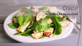  Presentation with green apples - Amazing PPT theme having green-salad-with-apples-walnuts backdrop and a light gray colored foreground