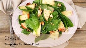  Presentation with green apples - PPT theme having green-salad-with-apples-walnuts background and a coral colored foreground
