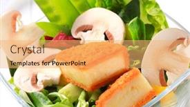  Presentation with cheese - Audience pleasing PPT theme consisting of green-salad-with-pieces backdrop and a yellow colored foreground