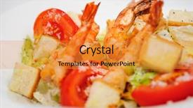  Presentation with shrimps - Cool new presentation theme with green salad with shrimps backdrop and a gold colored foreground
