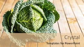  Presentation with cabbage - Colorful PPT theme enhanced with green-savoy-cabbage-on-wooden backdrop and a lemonade colored foreground