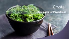  Presentation with green seaweed - Theme having green-seaweed-japanese-wakame-salad background and a gray colored foreground
