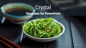  Presentation with green seaweed - Presentation with green-seaweed-japanese-wakame-salad background and a tawny brown colored foreground