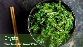  Presentation with green seaweed - Slide set featuring green-seaweed-japanese-wakame-salad background and a tawny brown colored foreground