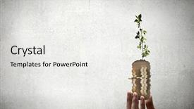  Presentation with human genome - PPT layouts enhanced with green seedling growing pile coins - close up of human hand background and a white colored foreground