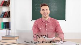  Presentation with classroom resources - Audience pleasing slides consisting of green seminar - young male teacher working backdrop and a soft green colored foreground