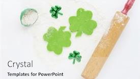  Presentation with cookie - PPT theme with green-shamrock-cookie-dough background and a sky blue colored foreground