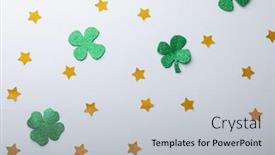  Presentation with space stars - Slides with green-shamrocks-and-golden-stars and a light gray colored foreground