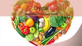  Presentation with white healthy food - PPT layouts featuring green shapes - heart shape by various vegetables background and a red colored foreground