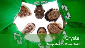  Presentation with white green - Amazing slides having green shirt with recycling symbol backdrop and a forest green colored foreground