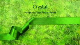  Presentation with ribbon green - Theme having green silk ribbon on green background and a yellow colored foreground