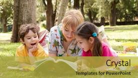  Presentation with sister - Theme enhanced with green smiley - elder sister reads to children background and a yellow colored foreground