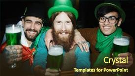  Presentation with toasting - Presentation theme featuring green smiley - smiling buddies toasting with foaming background and a  colored foreground