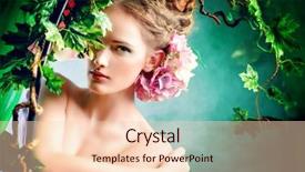  Presentation with woman in under wear - Cool new PPT theme with green smoke - beautiful young woman standing backdrop and a  colored foreground