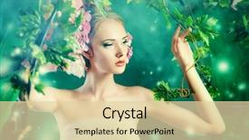  Presentation with beautiful spring flowers - Slide set with green smoke - beautiful young woman standing background and a lemonade colored foreground