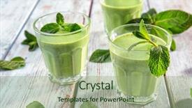  Presentation with juice - Cool new PPT theme with green smoothie - glasses of fresh juice backdrop and a mint green colored foreground
