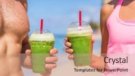  Presentation with detox - Presentation theme featuring green smoothie fit fitness healthy background and a coral colored foreground