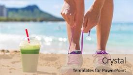  Presentation with waikiki beach - Colorful slide deck enhanced with green smoothie runner fitness woman backdrop and a lemonade colored foreground