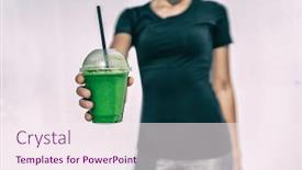  Presentation with smoothie - Amazing PPT theme having green-smoothie-sports-drink backdrop and a sky blue colored foreground