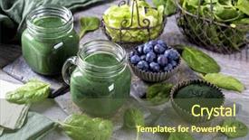  Presentation with green algae smoothie spirulina - Slide deck enhanced with green smoothie with spirulina spinach background and a tawny brown colored foreground