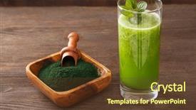  Presentation with green algae - Slide deck consisting of green smoothie with spirulina background and a tawny brown colored foreground