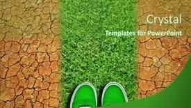  Presentation with sneakers - PPT theme consisting of green-sneakers-on-way background and a tawny brown colored foreground