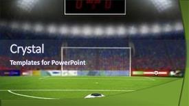  Presentation with soccer field - Theme consisting of green soccer field bright spotlights background and a ocean colored foreground