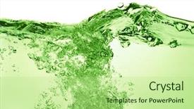  Presentation with unhealthy gas drink - PPT theme having green soda drink with bubbles background and a mint green colored foreground