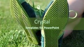  Presentation with gymnastics - Beautiful slide deck featuring green sole of shoes on grass gymnastics backdrop and a tawny brown colored foreground