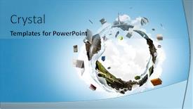  Presentation with clear water - PPT theme featuring green-sphere-landscape-with-grass background and a light blue colored foreground