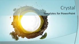  Presentation with clear water - PPT theme consisting of green-sphere-landscape-with-grass background and a  colored foreground