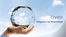  Presentation with clear water - Presentation featuring green-sphere-landscape-with-grass background and a sky blue colored foreground