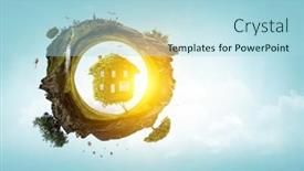  Presentation with clear water - PPT theme consisting of green-sphere-landscape-with-grass background and a light blue colored foreground