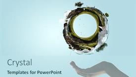  Presentation with clear water - Slide deck featuring green-sphere-landscape-with-grass background and a sky blue colored foreground